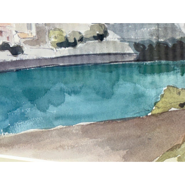 Paul Maldonnet “Sisteron - La Citadelle” Framed Watercolor Painting For Sale - Image 9 of 12