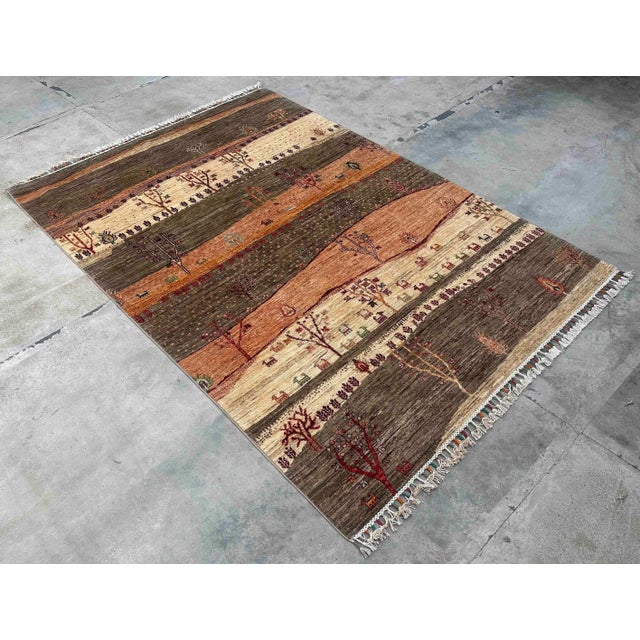Vintage Persian Gabbeh Wool Landscape Rug – 170x241 Cm For Sale - Image 12 of 18