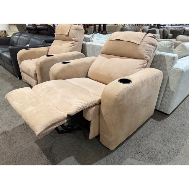 2020s Barcalounger Beige Fabric Reclining Chair For Sale - Image 5 of 6