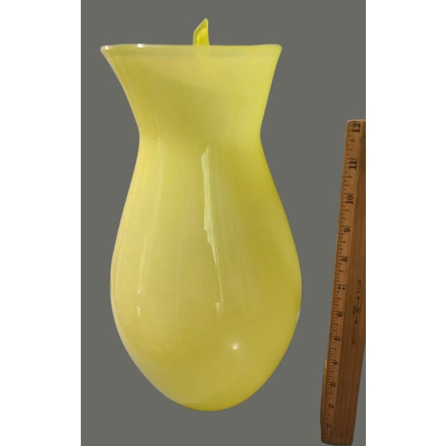 Mid-Century Modern Mid 20th Century Hand Blown Italian Art Glass Yellow Abstract Top Vase For Sale - Image 3 of 7
