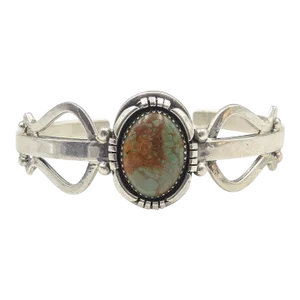 Late 20th Century Navajo Native American Turquoise Sterling Silver Cuff Bracelet by Patrick Yazzie