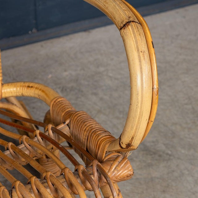 Vintage Italian Bamboo and Rattan Rocking Chair, 1960 For Sale - Image 4 of 18