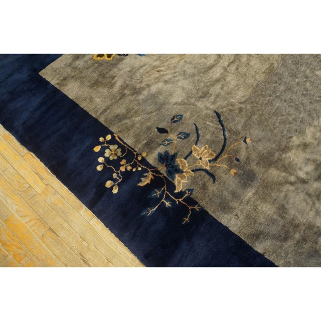 1920s Antique Solid Gray Art Deco Chinese Peking Wool Knotted 9' 2"x11' 3" Rug For Sale In New York - Image 6 of 9