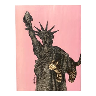 Statue of Liberty With Fish and Cat (B. Kliban) Lucite Box Framed For Sale