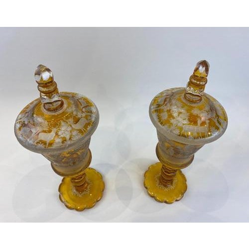 Boho Chic Large Bohemian Crystal Tumblers, 19th Century, Set of 2 For Sale - Image 3 of 11