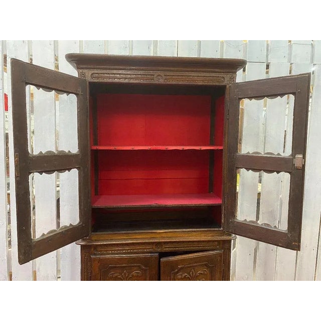 Wood Small Two-Piece Glazed Cabinet For Sale - Image 7 of 13