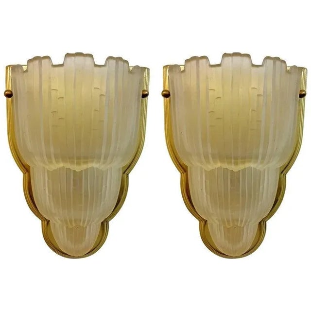 Art Deco Single French Art Deco Waterfall Wall Sconce Signed by Sabino For Sale - Image 3 of 5