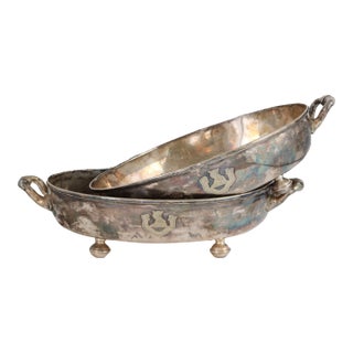 Antique English Elkington Crested Silverplate Serving Dishes, Circa 1850, a Pair For Sale