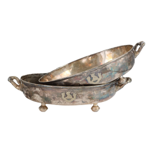 Antique English Elkington Crested Silverplate Serving Dishes, Circa 1850, a Pair