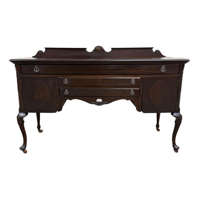 Vintage Georgian Revival Mahogany Sideboard Buffet Console For Sale