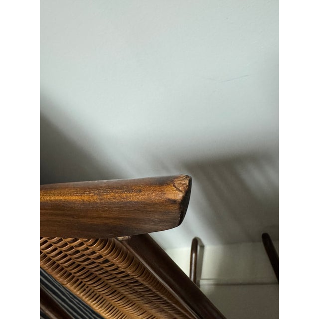 1960s Walnut & Rattan Rocking Chair Attributed to Arthur Umanoff for Washington Woodcraft For Sale In Chicago - Image 6 of 7