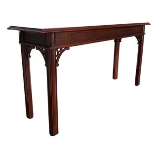 Vintage Councill Craftsmen Mahogany Chippendale Fretwork Console Table For Sale