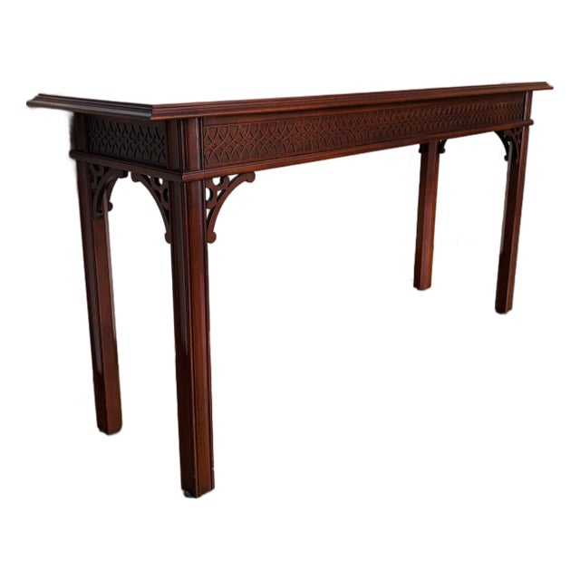 Vintage Councill Craftsmen Mahogany Chippendale Fretwork Console Table For Sale