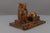 Beautiful Art Deco style hand-carved wooden inkwell or pen stand with a majestic owl figure with glass eyes. The stand...