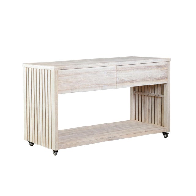 Imperial Grove Outdoor Solid Teak Wood, Natural Look Kitchen Island For Sale - Image 4 of 13