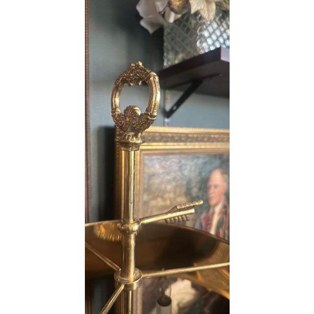 Early 20th Century French Brass Three-Light Bouillotte Table Lamp With Tôle Shade For Sale - Image 4 of 4