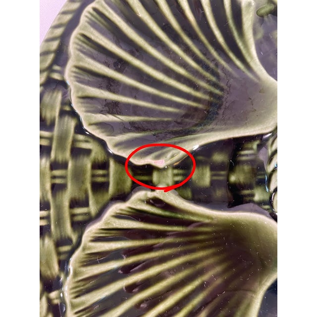 1920s Longchamp French Majolica Green Oyster Plate For Sale - Image 11 of 13