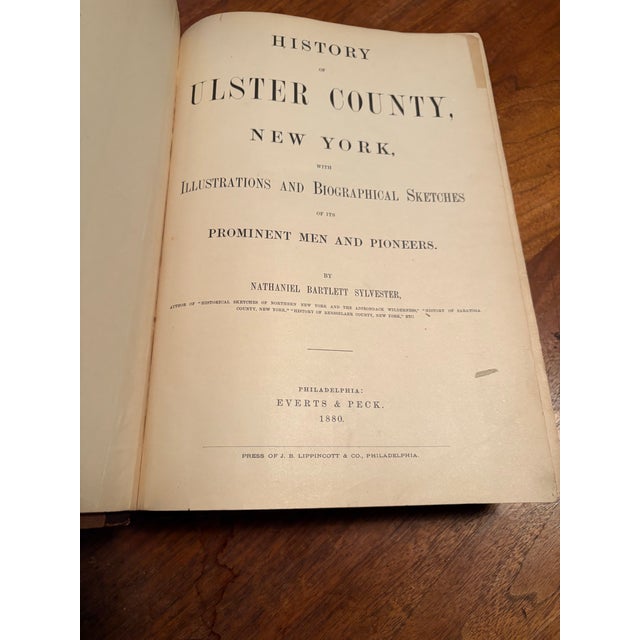 Illustration Antique Hardcover Book “History of Ulster County, New York” With Leather Binding Published 1880 For Sale - Image 3 of 6