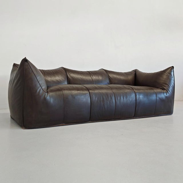 Mario Bellini Le Bambole 3-Seater Sofa in Dark Brown Leather by Mario Bellini for B&B Italia, 1970s For Sale - Image 4 of 18