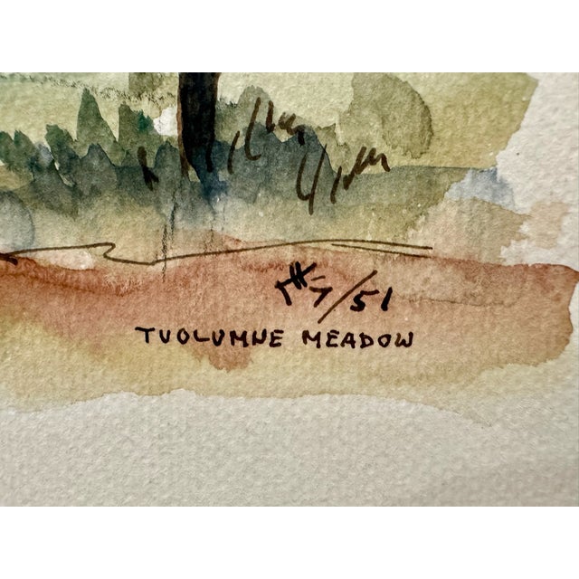 1950s Henry Emil Salloch Original Watercolor on Paper Tuolumne Meadows, 1951. For Sale - Image 5 of 8