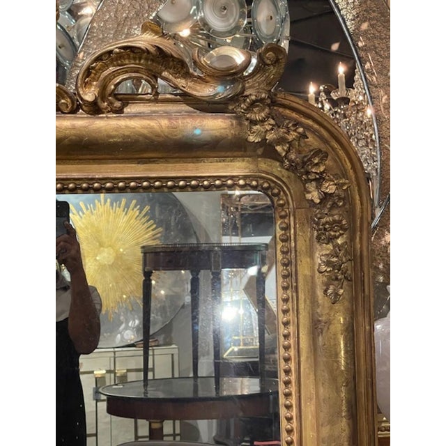 Fine 19th C. Louis Philippe Carved and Giltwood Mirror For Sale - Image 4 of 8