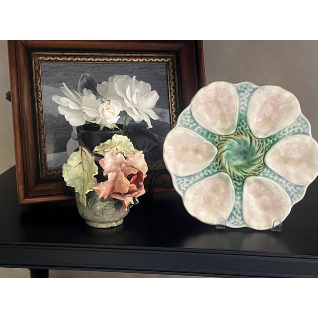 Dark Green Edouard Gilles Barbotine Majolica French Vase, C. 1880's For Sale - Image 8 of 18