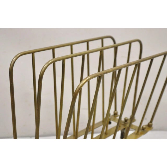 Mid 20th Century Mid 20th Century Vintage A. Ravenel Paris French Mid Century Modern Brass Magazine Rack Stand For Sale - Image 5 of 12