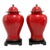 Mid 20th Century Chinese Modernist Red Cloisonné Ginger Jars and Stands, Circa 1960s - a Pair For Sale