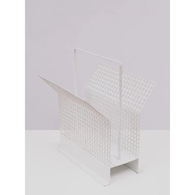 White Perforated Metal Newspaper Rack, France, 1965 For Sale - Image 8 of 8