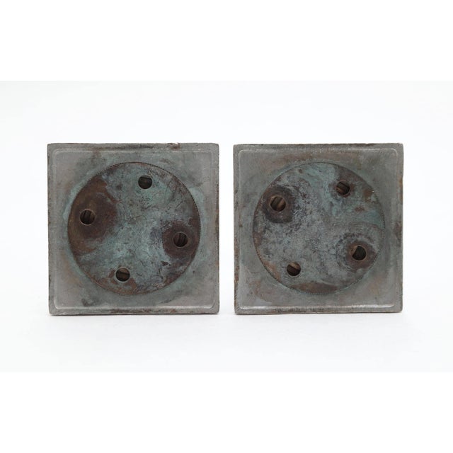 Mid 20th Century Pair of Art Deco Nickel Plated Brass Towel Bar Brackets For Sale - Image 5 of 5