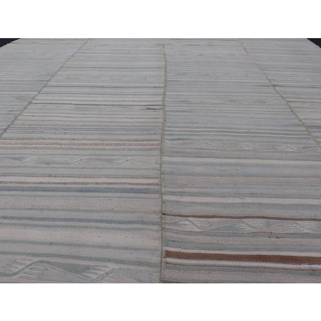 Vintage Turkish Paneled Flat-Weave Kilim in Muted Colors With Stripe Design. Keivan Woven Arts / rug EN-14094 country of...