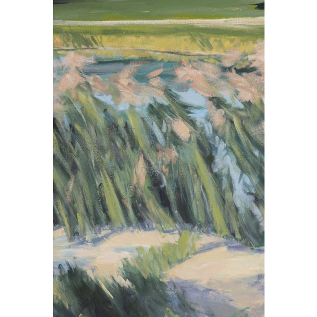 Green Contemporary Lakeside Landscape Oil on Canvas For Sale - Image 8 of 10