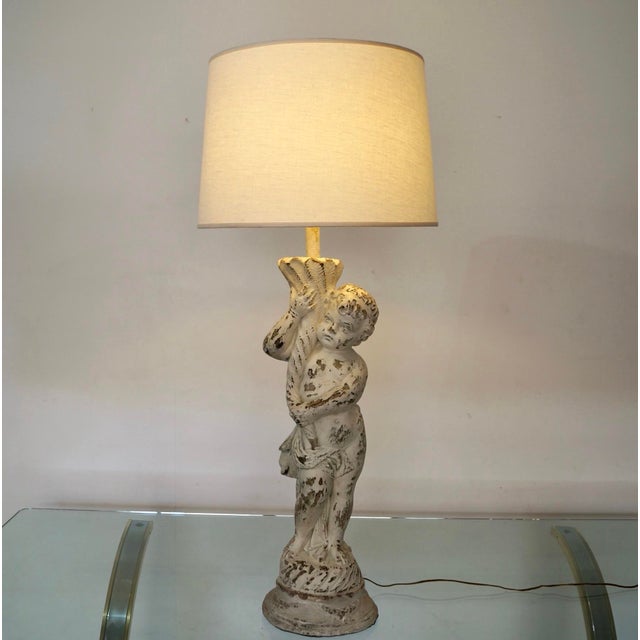 1960s Poured Concrete Greek Figural Table Lamp For Sale In Los Angeles - Image 6 of 12