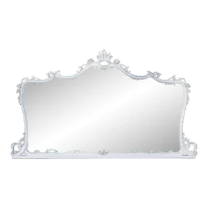 Mid 20th Century Monumental Italian Hand Carved White Mantle Mirror