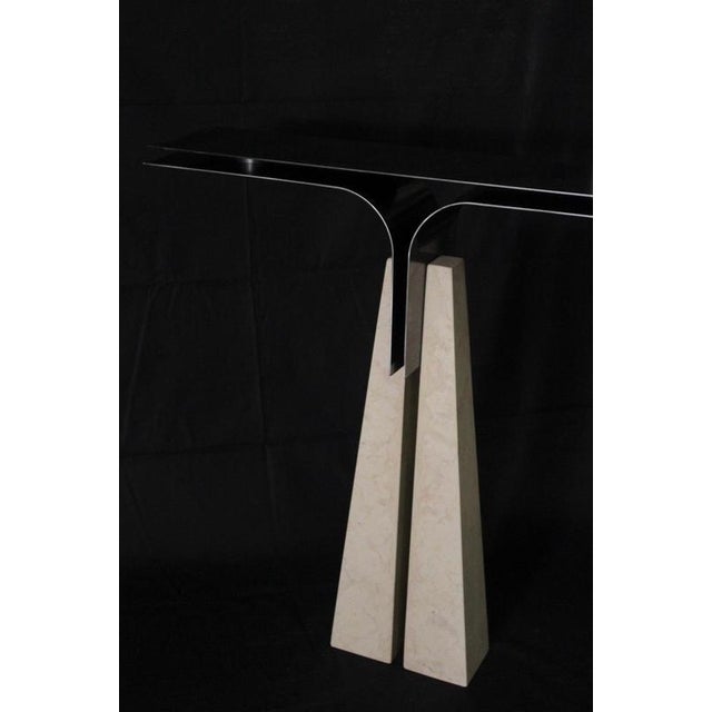 Prisma Console Table in Trani Marble & Curved Iron by D´ARK Atelier For Sale - Image 6 of 11