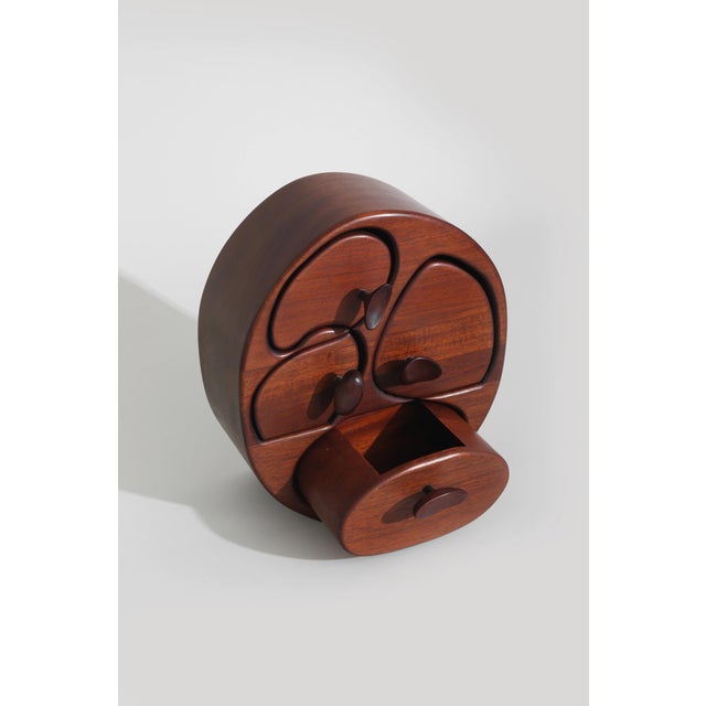 1980s Mahogany Handmade Jewelry Box, Signed For Sale - Image 4 of 7