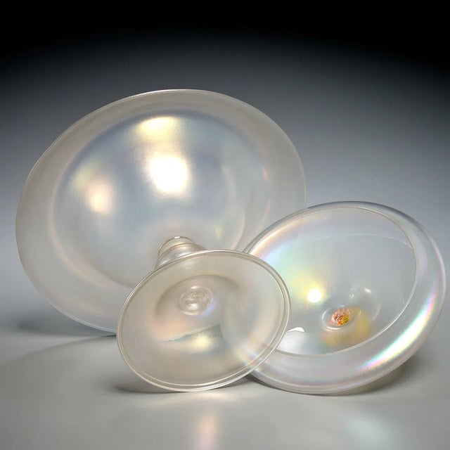 Steuben Glass Antique Frederick Carder for Steuben Verre De Soie Covered Glass Compote Bowl For Sale - Image 4 of 5