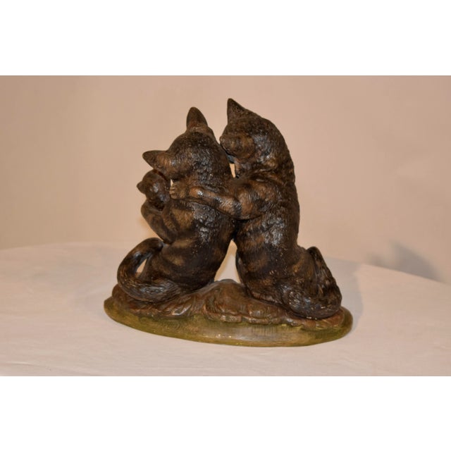 19th C Austrian Terracotta Cat Group For Sale - Image 9 of 11