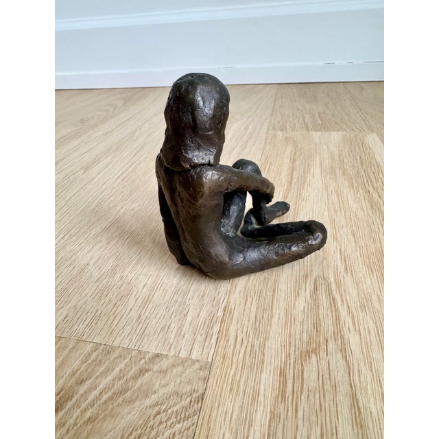 Mid 20th Century Mid 20th Century Solid Cast Bronze Brutalist Seated Female Nude Sculpture - 4.5" For Sale - Image 5 of 10