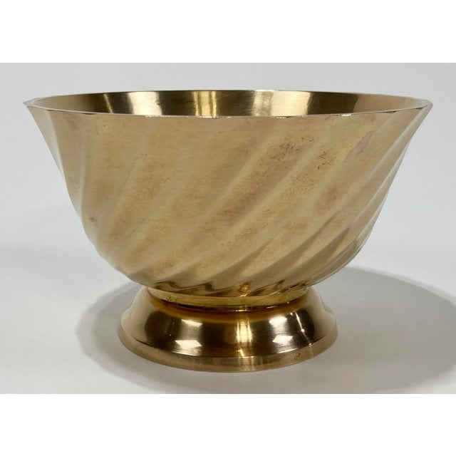 Mid-Century Modern Vintage Solid Brass Footed Bowl For Sale - Image 3 of 7