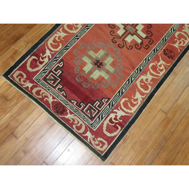 Zabihi Collection Red Vintage Turkish Rug Inspired by 19th Century Khotan Rugs - 3'2" x 6'3" For Sale - Image 4 of 6
