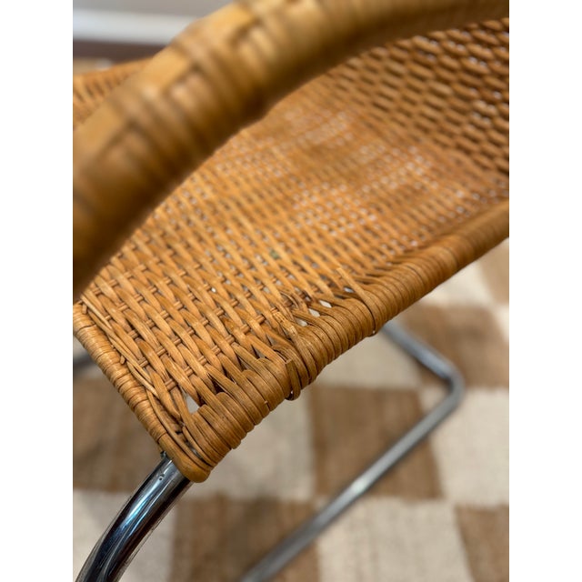 A Chrome and Wicker Mr20 Armchair Attributed to Ludwig Mies Van Der Rohe for Stendig, Circa 1960-70s, Made in Italy For Sale - Image 9 of 12