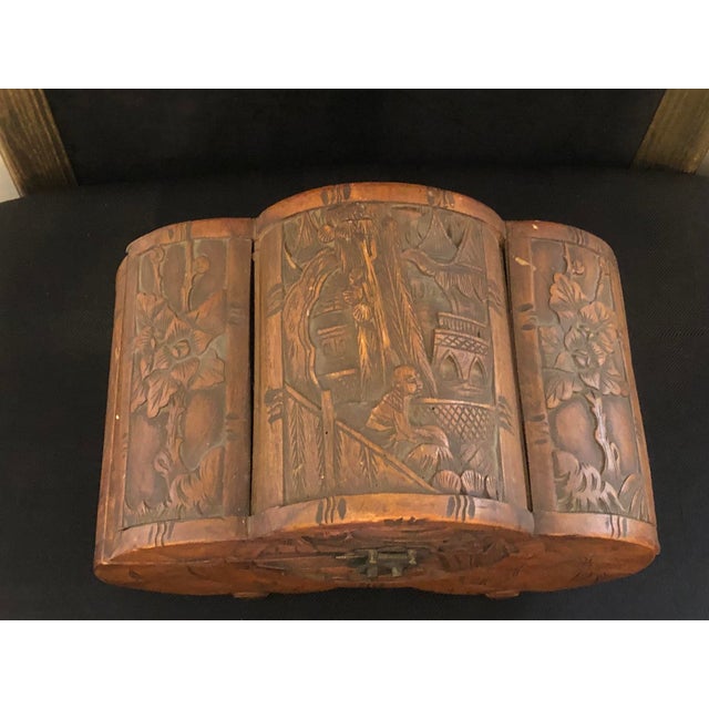 Mid-Century Hand-Carved Camphor Wood Scalloped Chest With Brass Latch For Sale - Image 9 of 18