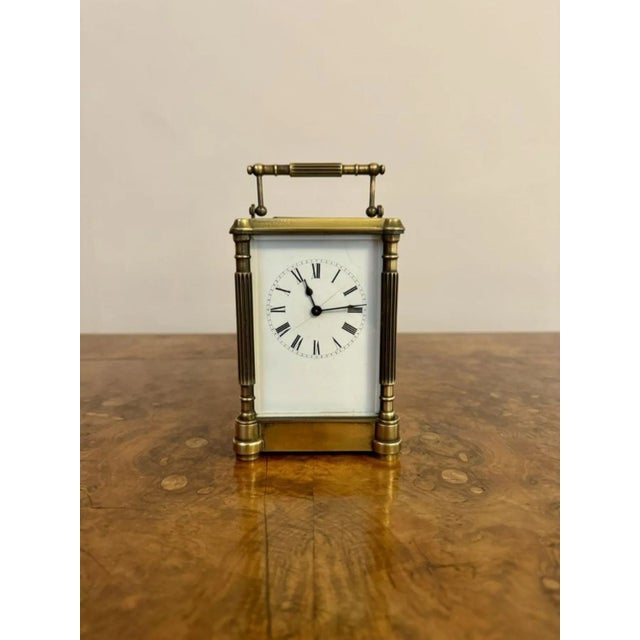 Metal Antique Victorian Brass Carriage Clock, 1860 For Sale - Image 7 of 7
