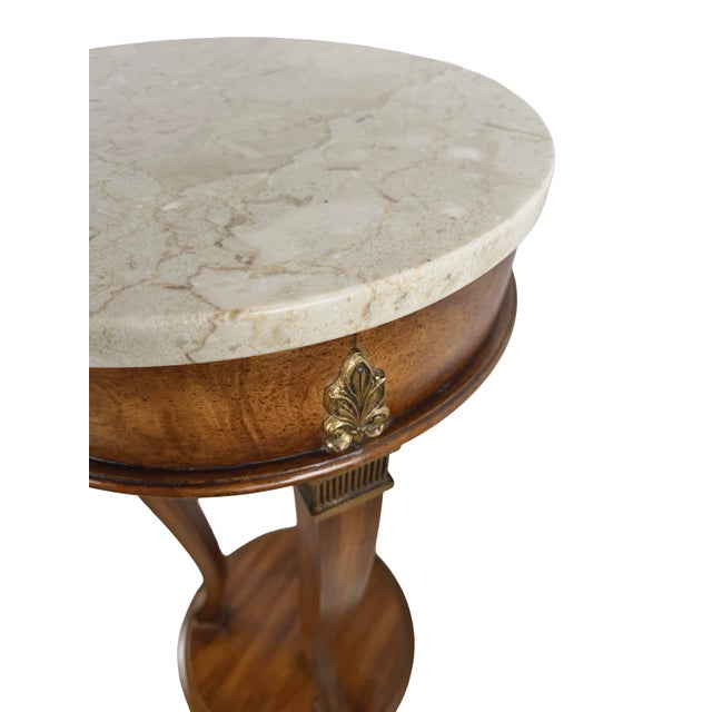 Vintage Neoclassical Italian Marble-Top Pedestal Side Table For Sale - Image 9 of 17