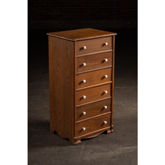 Arts & Crafts Vintage Oak Six-Drawer Swing-Out Cabinet For Sale - Image 3 of 10