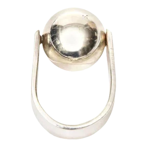 Signed Susan Cummings Sterling Silver Sculptural Ball Ring Size 6