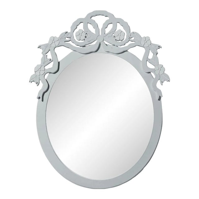 Fleur Home Garden District Thalia Oval Mirror in Pelican Gray, 28x39 For Sale