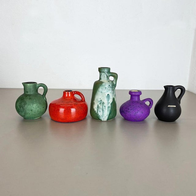 Multicolor Ceramic Pottery Vases attributed to Otto Keramik, Germany, 1970s, Set of 5 For Sale - Image 3 of 18
