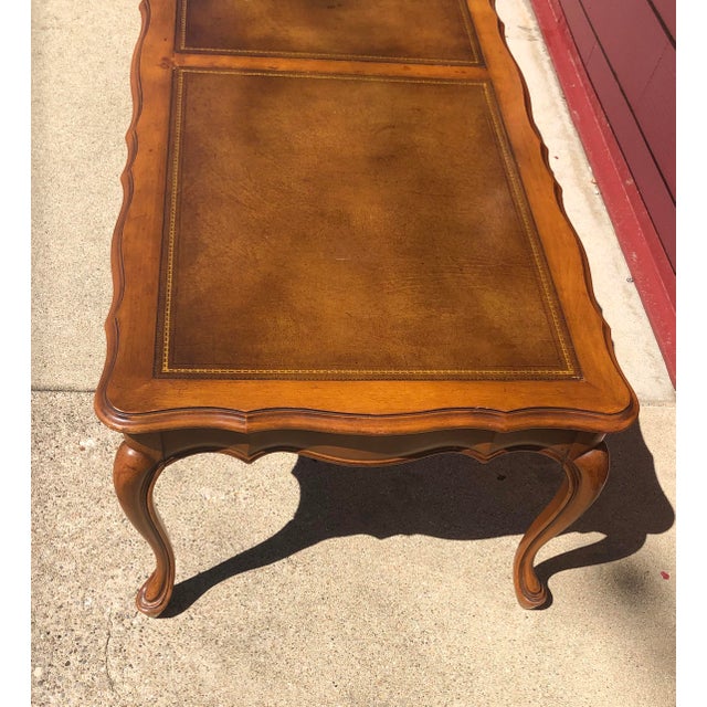 Vintage Hekman Leather Inlayed Coffee Table Chairish